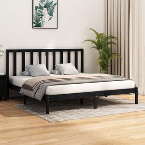 Bed Frame Black Solid Wood Pine 180x200 cm 6FT Super King