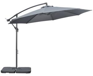 Outsunny 3(m) Garden Parasol Sun Shade Banana Umbrella Cantilever with Crank Handle, Cross Base Dark Grey Aosom UK
