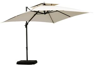 Outsunny Waterproof 3 x 3(m) Garden Cantilever Parasol w/ Crank & Tilt, Square Overhanging Patio Umbrella w/ 360° Rotation, Base Weights Aosom UK