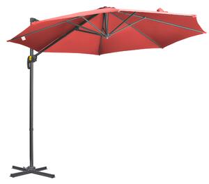 Outsunny 3 x 3(m) Cantilever Parasol with Cross Base Crank Handle - Wine Red Aosom UK