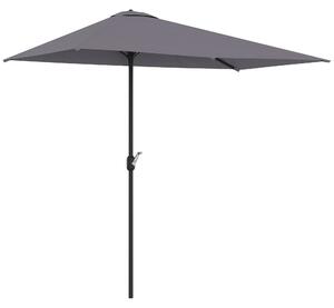 Outsunny Balcony Half Parasol Semi Round Umbrella Patio Crank Handle (2.3m, Grey)- NO BASE INCLUDED
