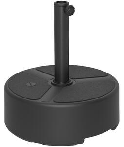 Outsunny Round Garden Parasol Base, Garden Umbrella Stand Heavy Duty Parasol Base, Filled Up to 20kg with Stand or 18kg with Water, Black
