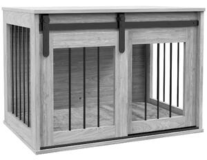 PawHut 80cm Dog Crate Furniture with Removable Cushion for Large Dogs- Grey Aosom UK