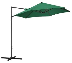 Outsunny Waterproof Offset Roma Patio Umbrella: 2.5m Square Canopy with 360° Rotation, Green Aosom UK