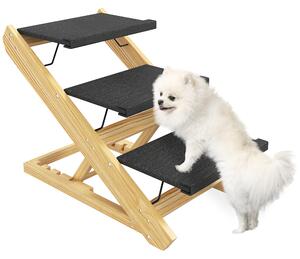 PawHut Adjustable Dog Steps Dog Ramp, 3-Step Non-slip Pet Stairs for Medium Sized Dogs, Foldable Dog Stairs for Bed Sofa