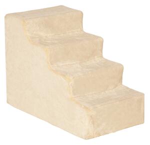 PawHut Dog Steps 4-Steps Design with Washable Plush Cover for High Bed Sofa, Dog Stairs for Small Dog and Cat Aosom UK