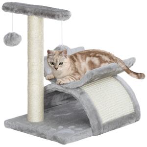 PawHut Kitten Activity Tree with Sisal Scratching Posts, Compact Cat Play Tower with Rotating Bar, Tunnel, Grey Aosom UK