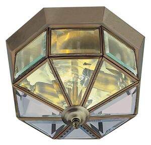 Searchlight 8235AB Flush Ceiling Light In Antique Brass With Bevelled Glass
