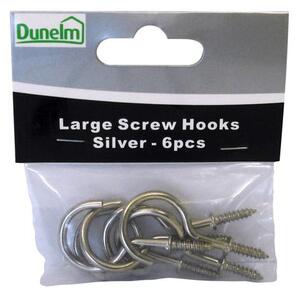 Large Silver Effect Screw Hooks