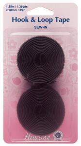 Hemline Black Velour Sew-In Hook And Loop Tape 20mm