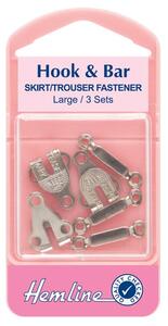 Hemline Large Silver Trouser Hook And Bar Fasteners