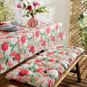 The Royal Horticultural Society Rose Garden 3 Seater Bench Filled Cushion Green