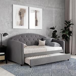 Aspen Velvet Daybed with Trundle Grey