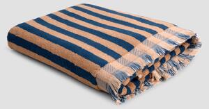 Piglet Blue & Porcini Pembroke Stripe Cotton Size Bath Sheet