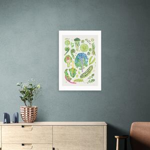 Green Harvest Of Fruit & Vegetables Framed Print Green