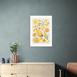 Yellow Harvest Of Fruit & Vegetables Framed Print Yellow