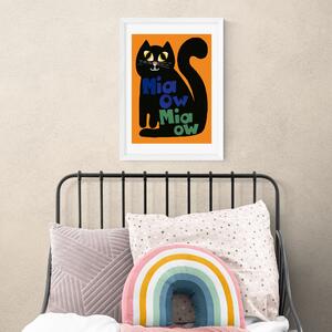 East End Prints Miaow Cat Print MultiColoured