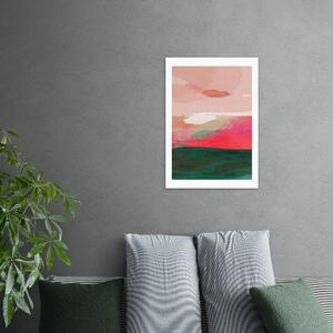 Green & Pink Abstract II Framed Print Pink