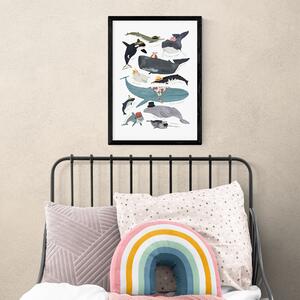 East End Prints Whales In Hats Print MultiColoured