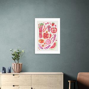 East End Prints Red Harvest Of Fruit & Vegetables Framed Print Pink