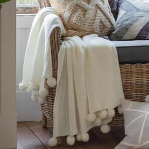 Kilburn & Scott Plump Pom Pom Cream Throw cream