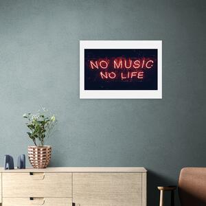 No Music No Life Framed Print Pink