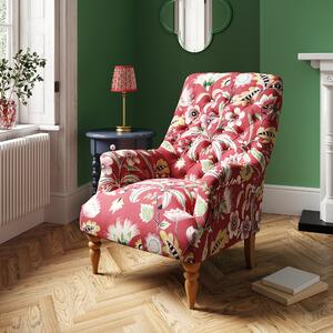 Bibury Button Back Chair, Joy Floral Print Dark Red