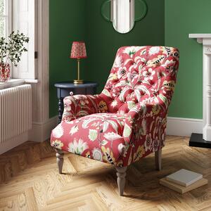 Bibury Button Joy Floral Print Occasional Armchair Red