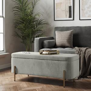 Ivy Velvet Storage Ottoman Grey