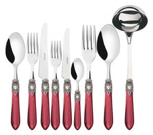 OXFORD OLD SILVER-PLATED RING CUTLERY SET 75 - Burgundy Red