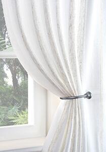 Boucle Stripe Ready Made Single Voile Curtain Natural