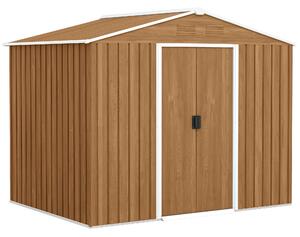 Outsunny 8x6 Metal Storage Shed Galvanised Steel Frame Garden Storage Shed with Sloped Roof, Double Door for Homeowners, Brown Aosom UK