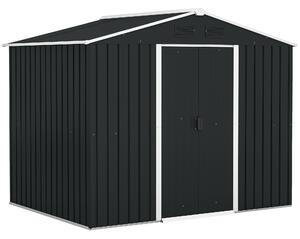 Outsunny 8 x 6ft Garden Storage Shed Double Door Ventilation Windows Sloped Roof Outdoor Equipment Tool, Grey