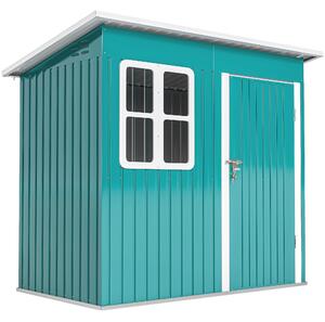 Outsunny 7 x 4ft Outdoor Storage Shed with Galvanised Frame, Window, Lockable Door and Air Vents for Patio Furniture, Green Aosom UK