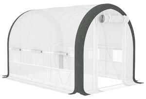 Outsunny 3x2m Walk-In Tunnel Greenhouse with Steel Frame, Roll-Up Door & Accessories for Garden Growing, White Aosom UK
