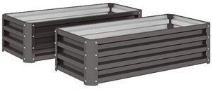 Outsunny Steel Raised Beds for Garden, Outdoor Planter Box, Set of 2, for Flowers, Herbs and Vegetables, Dark Grey