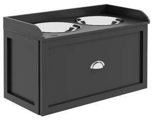 PawHut Elevated Dog Bowls in Stainless Steel, with 21L Food Storage Drawer, for Large Dogs and Cats, Black Aosom UK