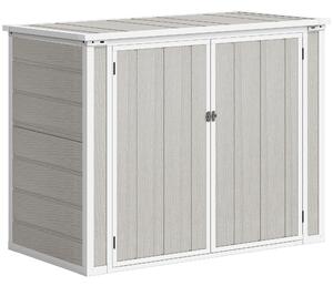 Outsunny 4.7 x 2.5FT Garden Shed, Lockable Outdoor Storage Shed with Openable Lid, Small Shed for 2 Trash Cans, Tools, Patio, Light Grey