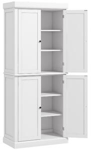 HOMCOM Freestanding Kitchen Cupboard with 4 Doors, Storage Cabinet with 6-Tier Shelving and 4 Adjustable Shelves, White