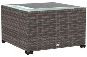 Outsunny 62 x 62cm Glass-Top Rattan Side Table - Black