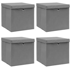 Storage Boxes with Lids 4 pcs Grey 32x32x32 cm Fabric