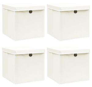 Storage Boxes with Lids 4 pcs White 32x32x32 cm Fabric