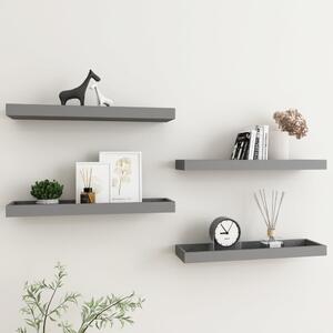 Loggia Wall Shelves 4 pcs Grey 60x15x4 cm MDF
