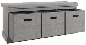 HOMCOM Shoe Bench with Seat, Shoe Storage Bench with Cushion and 3 Fabric Drawers for Entryway, Hallway, Living Room, Bedroom, Grey Aosom UK