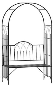 Outsunny Garden Metal Arch Bench Outdoor Patio Rose Trellis Arbour Pergola for Climbing Plant Antique Style 2-Seater Chair, Black Aosom UK