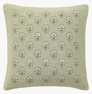 Willow Embroidered Floral Cushion in Sage