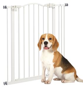 PawHut Adjustable Pet Portal: Metal Safety Gate with Folding Design, 74-87cm Width, Pristine White Aosom UK