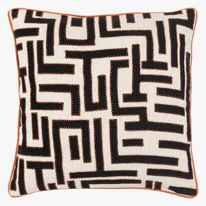 Maze Cushion in Black and Apricot