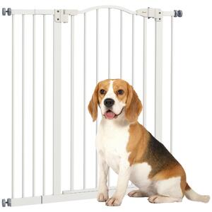 PawHut Adjustable Pet Safety Gate: No-Drill Installation, Auto-Close Feature for Doorways, Crisp White, 74-94cm Aosom UK