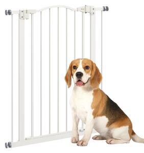 PawHut Metal Pet Safety Gate Dog Gate Folding Fence, White Aosom UK